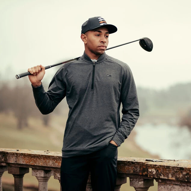 PUMA Men's CLOUDSPUN Moving Day Half Zip Golf Midlayer PUMA Golf PUMA Men's CLOUDSPUN Moving Day Half Zip Golf Midlayer -American Golf Shop 365245 Black VibrantOrange PUMA Golf CLOUDSPUN Moving Day Zip Midlayer 2