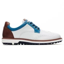 Duca Del Cosma Men's Eldorado Waterproof Spikeless Golf Shoes -American Golf Shop 366676 White Blue Cognac Duca Del Cosma Eldorado Shoes 1