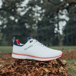 Stromberg Men's Tempo Waterproof Spikeless Golf Shoes 4 Stromberg Men's Tempo Waterproof Spikeless Golf Shoes -American Golf Shop 367800 White Red Navy Stromberg Tempo Shoes 5