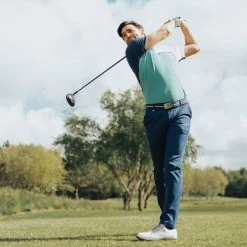 GOLFINO Men's Colour Zip Golf Polo Shirt -American Golf Shop 390385 Lake White GOLFINO Colour Block Zip Polo Shirt 4