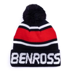 Benross Men's Multi Stripe Knit Pom Golf Hat -American Golf Shop 396099 Navy Red Benross Multi Stripe Knit Pom Hat 1