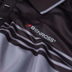 Benross Men's Colour Stripe Stretch Golf Polo Shirt -American Golf Shop 397408 Black Grey Benross Colour Block Stripe Polo Shirt 3