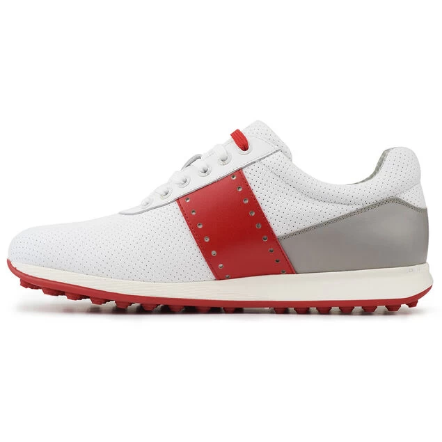 Duca Del Cosma Men's Belair Waterproof Spikeless Golf Shoes Duca Del Cosma Men's Belair Waterproof Spikeless Golf Shoes -American Golf Shop 397613 White Grey Red Duca Del Cosma Belair Shoes 2022 2