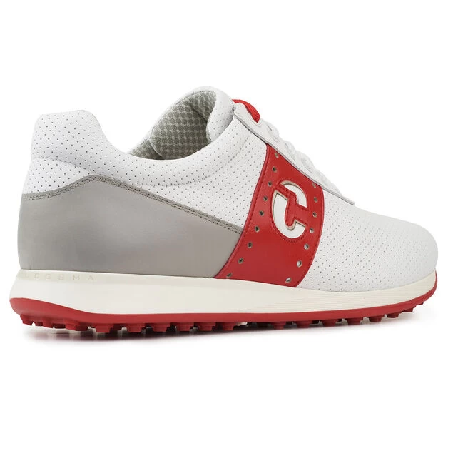 Duca Del Cosma Men's Belair Waterproof Spikeless Golf Shoes Duca Del Cosma Men's Belair Waterproof Spikeless Golf Shoes -American Golf Shop 397613 White Grey Red Duca Del Cosma Belair Shoes 2022 5
