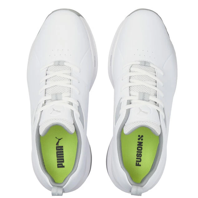 PUMA Men's Fusion FX Tech Waterproof Spiked Golf Shoes PUMA Golf PUMA Men's Fusion FX Tech Waterproof Spiked Golf Shoes -American Golf Shop 399393 White Silver HighRise PUMA Golf Fusion FX Tech Shoes 5