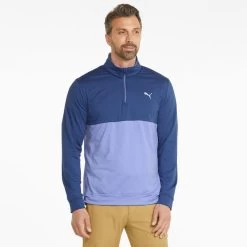PUMA Golf PUMA Men's Gamer Color Half Zip Golf Midlayer -American Golf Shop 399798 BlazingBlue LavenderPop PUMA Golf Gamer Colorblock Zip Midlayer 3