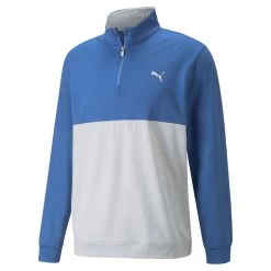 PUMA Golf PUMA Men's Gamer Color Half Zip Golf Midlayer -American Golf Shop 399798 Cobalt HighRise PUMA Golf Gamer Colorblock Zip Midlayer 1