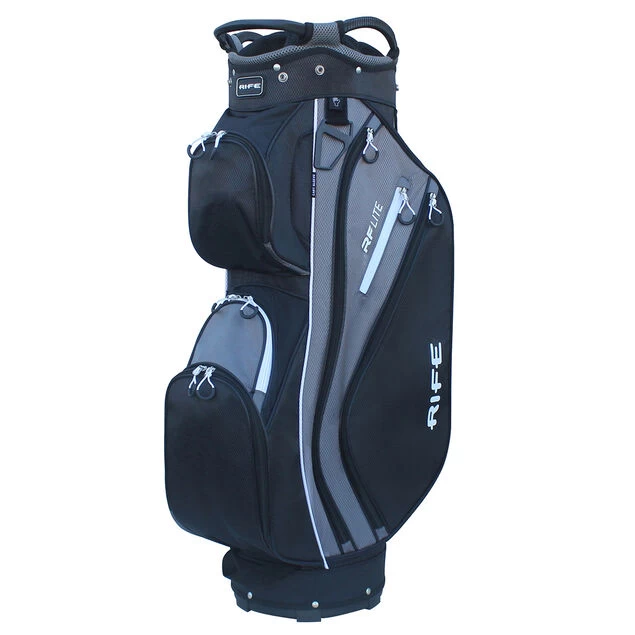 Rife RF LITE Golf Cart Bag Rife RF LITE Golf Cart Bag -American Golf Shop 400754 Black Silver Rife RF LITE Cart Bag 1new 1