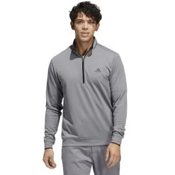 Adidas Golf Adidas Men's PRIMEGREEN UPF Half Zip Golf Midlayer -American Golf Shop 401468 Grey Black adidas Golf PRIMEGREEN UPF Zip Midlayer 3