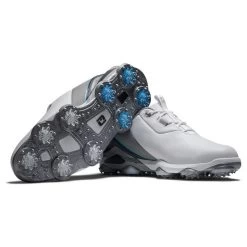 FootJoy Men's Tour Alpha Waterproof Spiked Golf Shoes -American Golf Shop 403073 White Grey Blue FootJoy Tour Alpha Shoes 6