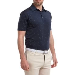 FootJoy Men's Shoal Print Stretch Golf Polo Shirt -American Golf Shop 403134 Navy FootJoy Shoal Print Polo Shirt 4