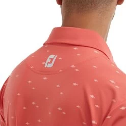 FootJoy Men's Shoal Print Stretch Golf Polo Shirt -American Golf Shop 403134 coral 3