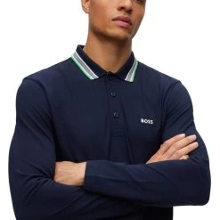 Hugo Boss Men's Plisy Long Sleeve Golf Polo Shirt -American Golf Shop 408252 DarkBlue Hugo Boss Mens Plisy Long Sleeve Polo Shirt 4