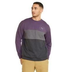PUMA Golf PUMA Men's CLOUDSPUN ColourCrewneck Golf Midlayer -American Golf Shop 410769 Purple Charcoal Black PUMA Golf Mens CLOUDSPUN Colourblock Crewneck Midlayer 3