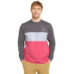 PUMA Golf PUMA Men's CLOUDSPUN ColourCrewneck Golf Midlayer -American Golf Shop 410769 QuietShade SunsetPink PUMA Golf Mens CLOUDSPUN Colourblock Crewneck Midlayer 3