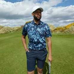 Galvin Green Men's Makai Stretch Golf Polo Shirt -American Golf Shop 411020 Navy Bluebell White Galvin Green Mens Makai Polo Shirt 6 1