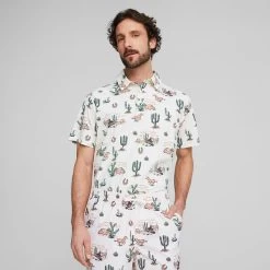 PUMA Golf PUMA Men's Vented Wild West Golf Polo Shirt -American Golf Shop 412511 Eggnog PUMA Mens Vented Wild West Golf Polo Shirt 7