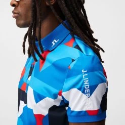 J.Lindeberg Men`s Tour Tech Print Golf Polo Shirt -American Golf Shop 414408 BrilliantBlue JLindeberg Mens Tour Tech Print Golf Polo Shirt 4
