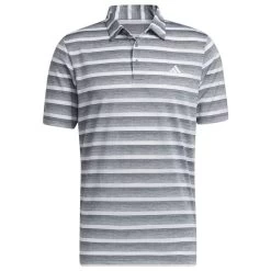 Adidas Golf Adidas Men's Two-Colour Striped Golf Polo Shirt -American Golf Shop 414440 Grey White adidas Golf Mens Two Colour Striped Golf Polo Shirt 1
