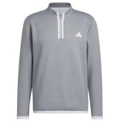 Adidas Golf Adidas Men's Microdot Quarter Zip Golf Mid Layer -American Golf Shop 414612 White Grey adidas Golf Mens Microdot Quarter Zip Golf Mid Layer 1