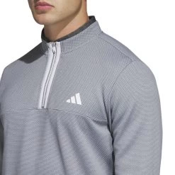 Adidas Golf Adidas Men's Microdot Quarter Zip Golf Mid Layer -American Golf Shop 414612 White Grey adidas Golf Mens Microdot Quarter Zip Golf Mid Layer 4