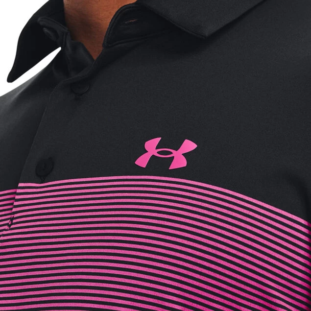 Under Armour Men's Playoff 3.0 Low Round Stripe Golf Polo Shirt Under Armour Men's Playoff 3.0 Low Round Stripe Golf Polo Shirt -American Golf Shop 416064 Black JetGray RebelPink Under Armour Mens Playoff Stripe Golf Polo Shirt 3