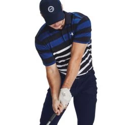 Under Armour Men's Playoff 3.0 Rugby YD Stripe Golf Polo Shirt -American Golf Shop 416064 Navy Blue White Under Armour Mens Playoff Stripe Golf Polo Shirt 5